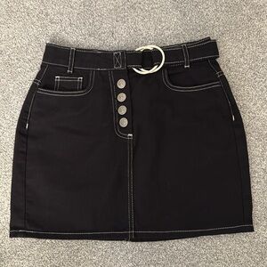 NWT BDG Urban Outfitters Women’s Black Denim Kirby Skirt‎ Button Up Belted Sz S